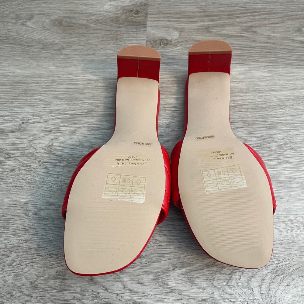 Bamboo | Red Vegan Leather Slides Sz 8 - Picture 4 of 8